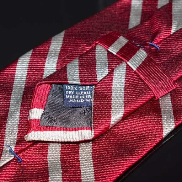 Cremieux Red Grey Double Striped 100% Silk Men's Designer Tie - Picture 5 of 5